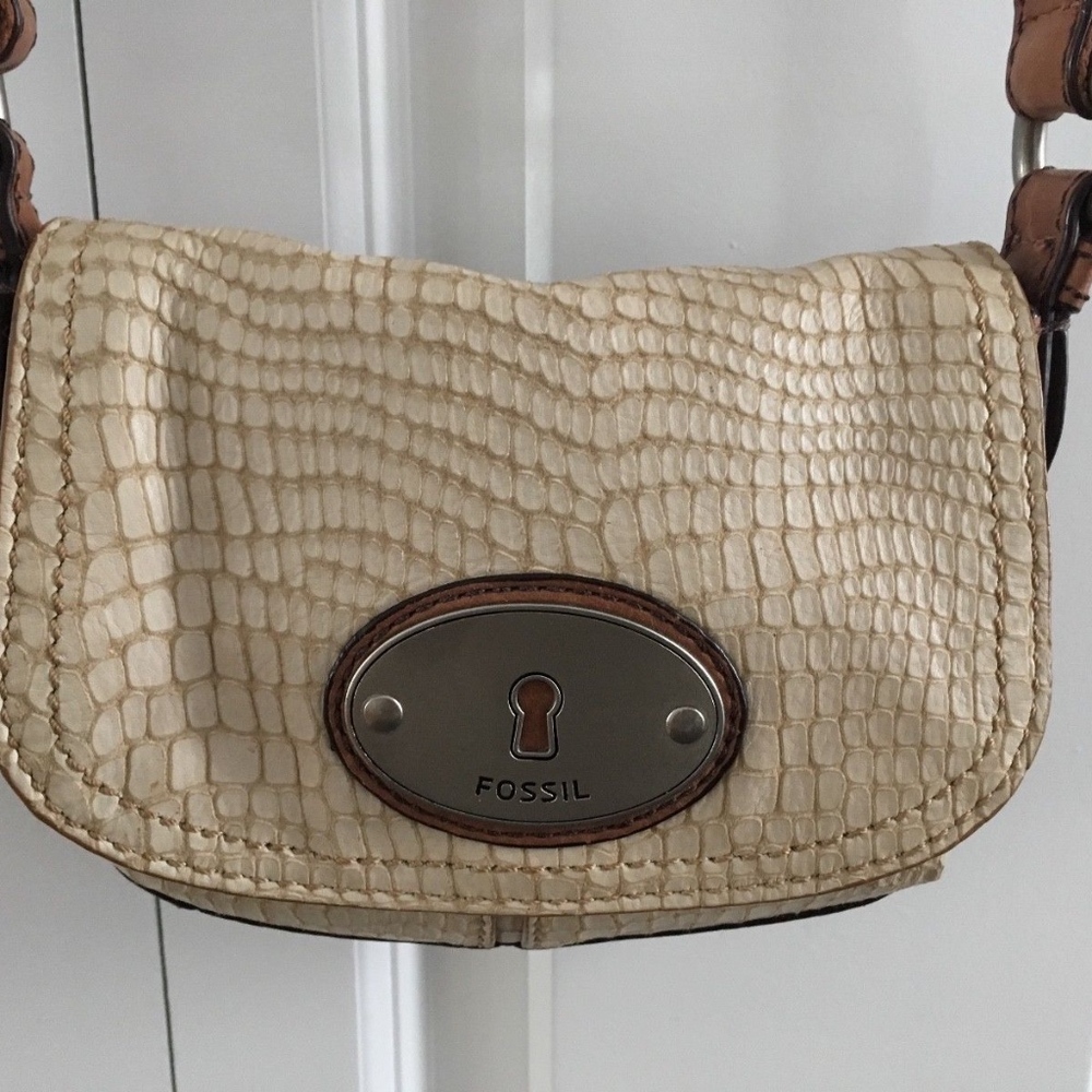 Fossil  Maddox snakeskin crossbody messenger purse